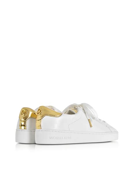 michael kors irving sneaker weiß gold|Irving Embellished Leather Sneaker .